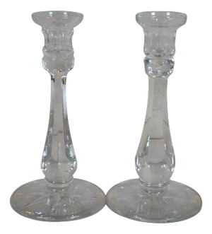 Late 20th Century William Yeoward Cut Crystal Tapered Candlesticks Candle Holders- a Pair