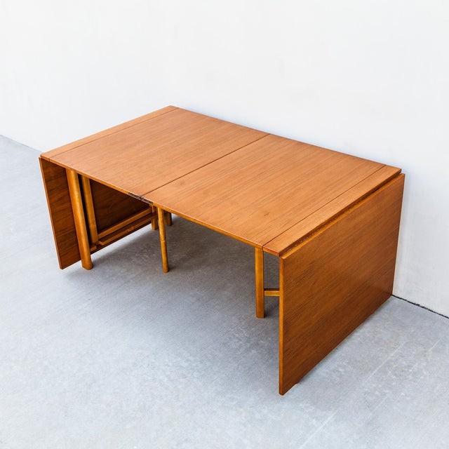 Signed Bruno Mathsson "Maria" Folding Flap Teak Expandable Dining Table, 1960s For Sale - Image 12 of 18