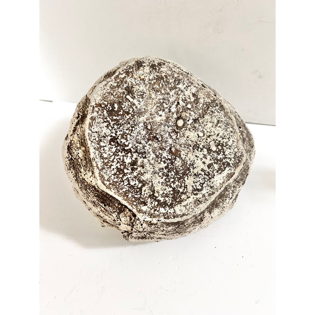 Vintage Concrete Bird Nest Garden Sculpture, Cast Stone Sparrow Planter or Birdbath Accent For Sale - Image 11 of 11