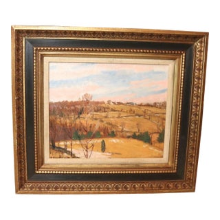 Vintage R. Emmett Owen Farm Land Landscape Abstract Expressionism Oil Painting For Sale