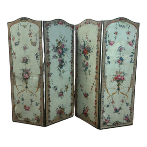 Antique Hand-Painted 4 Paneled Screen