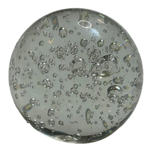 Oversized MCM 4" Controlled Bubble Art Glass Paperweight | Circa 1960s Italy