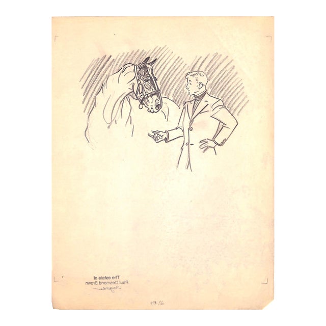 Original 1944 Pencil Drawing From Hi, Guy! The Cinderella Horse by Paul Brown 44 For Sale