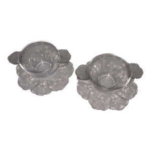 1960s Pair of Lalique Honfleur Sherberts and Saucer Plates