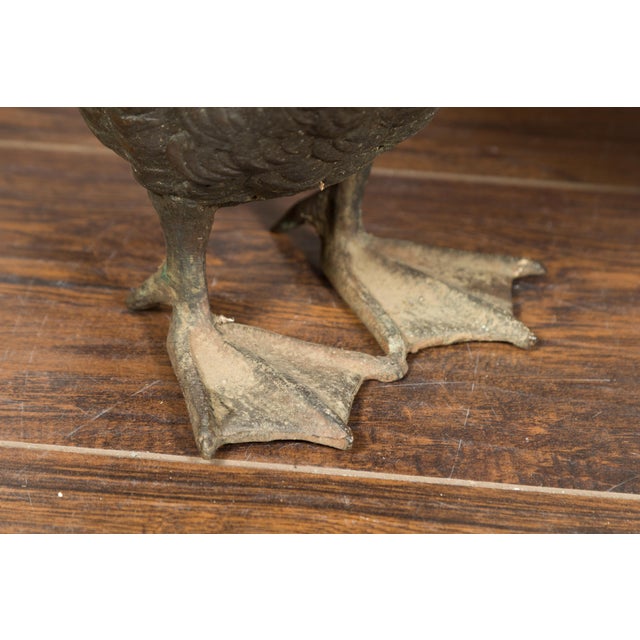 Vintage Bronze Ducks Standing on Their Palmed Feet, circa 1940 - a Pair For Sale - Image 11 of 12