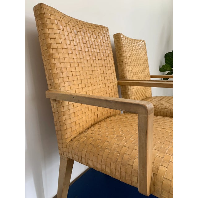 Vintage Woven Leather Chairs- a Pair For Sale - Image 4 of 13