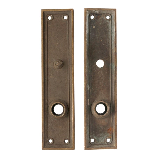 Pair of Solid Bronze 8 In. Entry Door Plates For Sale