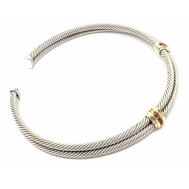 David Yurman 14k Gold Silver Citrine Double Cable Collar Necklace For Sale In Philadelphia - Image 6 of 7