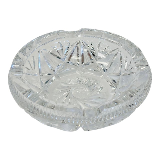 Vintage Round Cut Glass Display or Trinket Dish or Ashtray For Sale