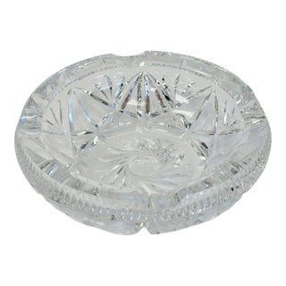 Vintage Round Cut Glass Trinket, Candy Dish or Ashtray For Sale