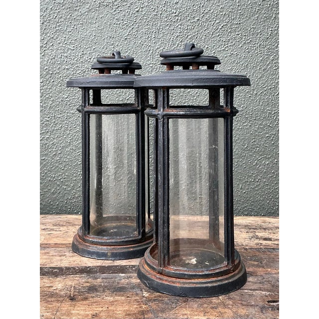 Vintage Wrought Iron Lanterns - A Pair For Sale - Image 12 of 12