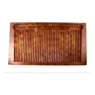 1950s Mid Century Modern Teak Denmark Serving Tray Bacon Crisper Bread Cheese Vintage For Sale