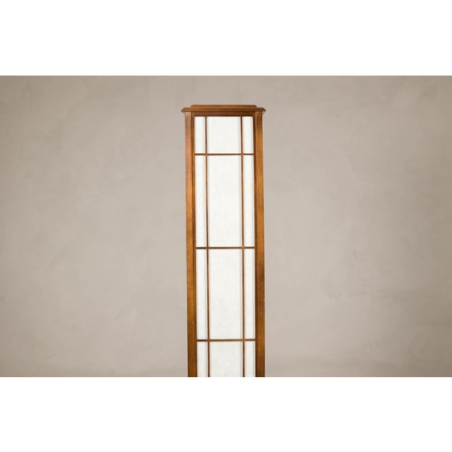 Vintage Tall Japanese Shoji Style Floor Lamp with Rice Paper Panels For Sale - Image 10 of 16