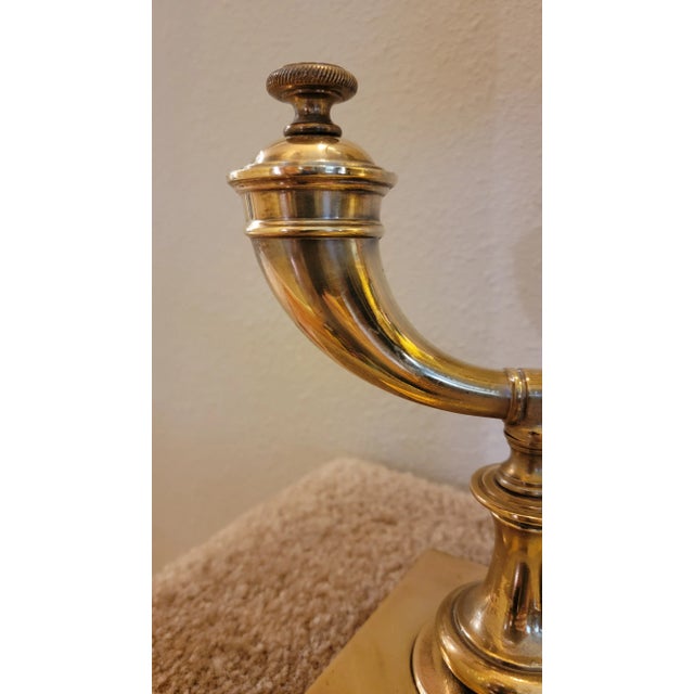 Vintage Mid-Century Stiffel Attributed Brass Powder Horn Table Lamp For Sale - Image 6 of 12