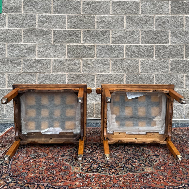 Vintage Schnadig James Mont / Ming Style Horseshoe Chairs in Maple & Brass - A Pair For Sale - Image 11 of 18