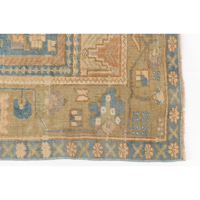 Vintage Distressed Turkish Oushak Rug in Pastel Blue and Cream For Sale - Image 9 of 10