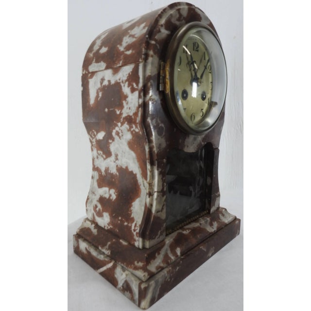White French Marble Clock and Pair of Pedestals For Sale - Image 8 of 9