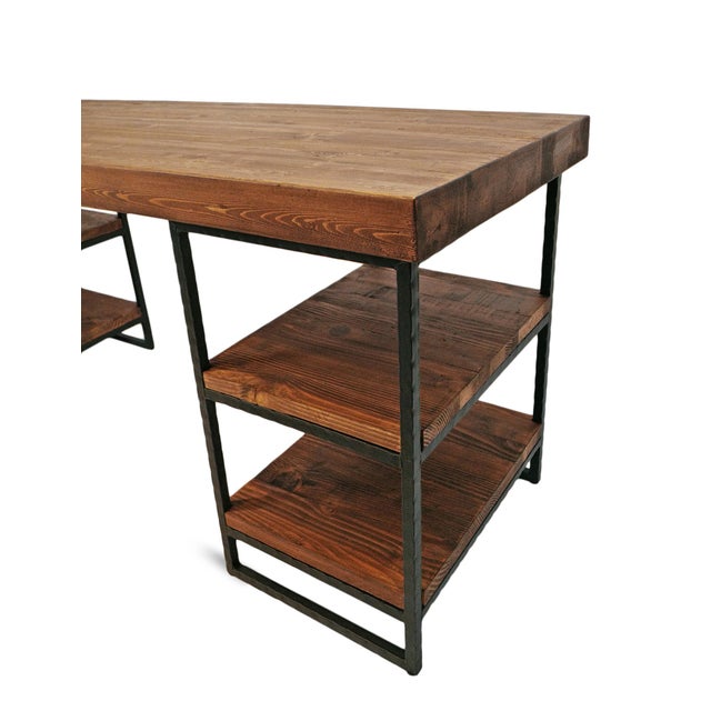 Reclaimed Wood & Iron Shelf Desk For Sale In Los Angeles - Image 6 of 8