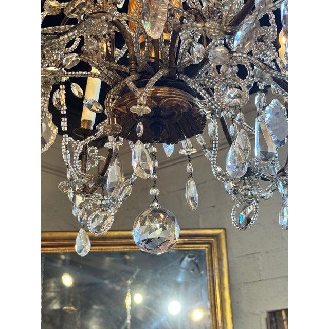 19th Century 19th C. Italian Giltwood and Crystal Chandelier For Sale - Image 5 of 8