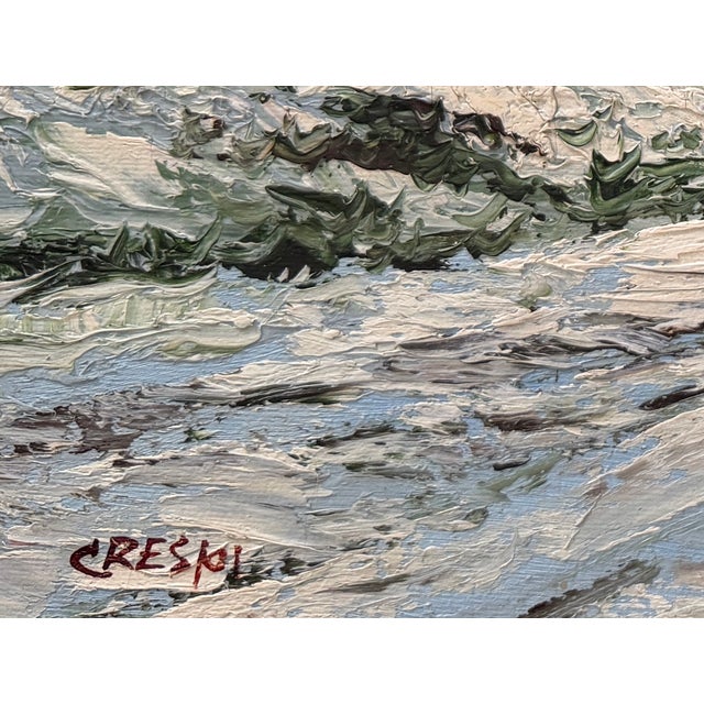 David Crespi Impressionst Winter Landscape Signed Oil on Canvas For Sale - Image 4 of 7