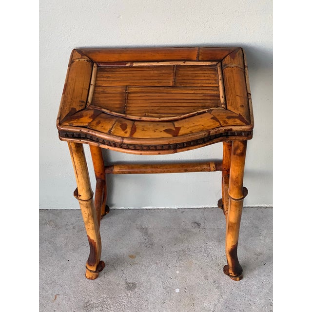 Rare Bamboo Parquetry Tortoiseshell Bamboo Fern Stand/Side Table - French Aesthetic Movement in the Style of Perret & Vibert, Paris, Circa 1890 For Sale - Image 10 of 12