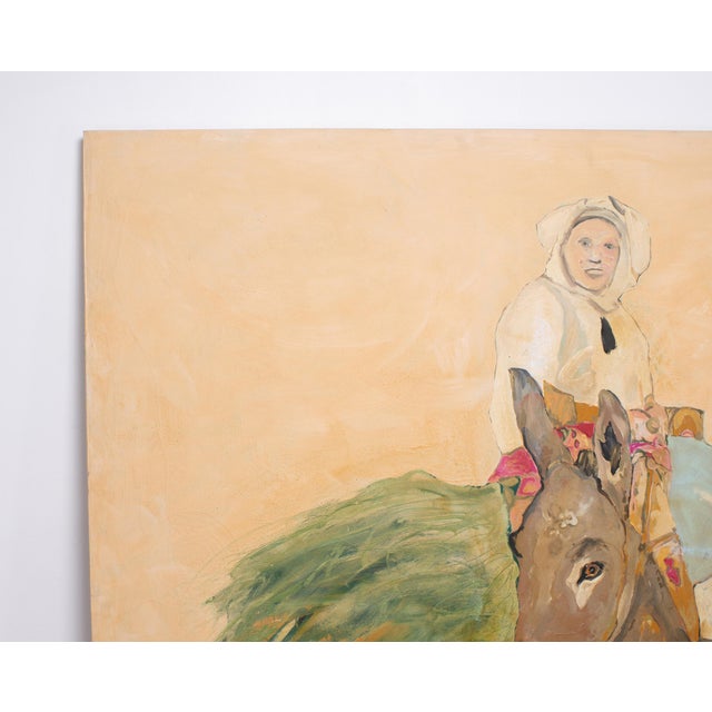 Late 20th Century Ira Yeager 20th C. Corfu Woman on Donkey Oil Canvas Painting 6 Ft For Sale - Image 5 of 18