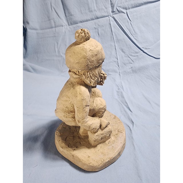 Shabby Chic Vintage Bright Eyes School Daisies Signed Sculpture Dee Crowley Childhood Figurine Rare Find For Sale - Image 3 of 5