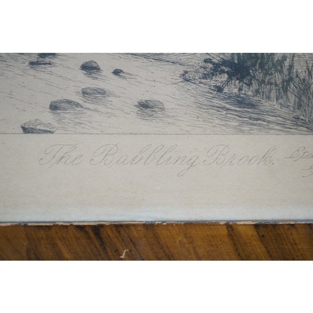 Printmaking Materials Antique Henry Mortikar Rosenberg Babbling Brook Panoramic Landscape Etching 25" For Sale - Image 7 of 15