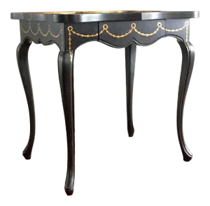 Provincial Louis XV Style Black and Gilt Bedside Table