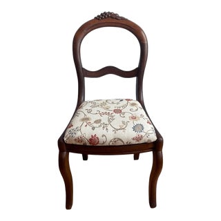 Mid 20th Century Antique French Wooden Balloon Style Floral Upholstered Parlor Chair For Sale
