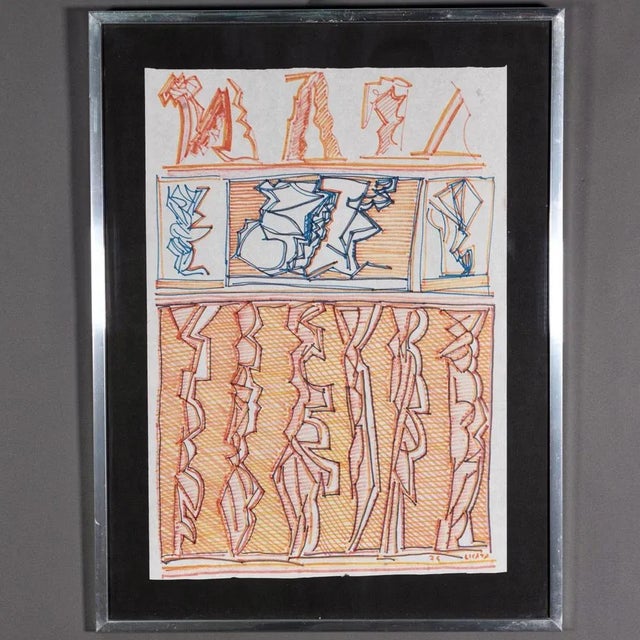 Riccardo Licata, Modern Abstract Composition, 1974, Watercolor on Paper For Sale - Image 6 of 6