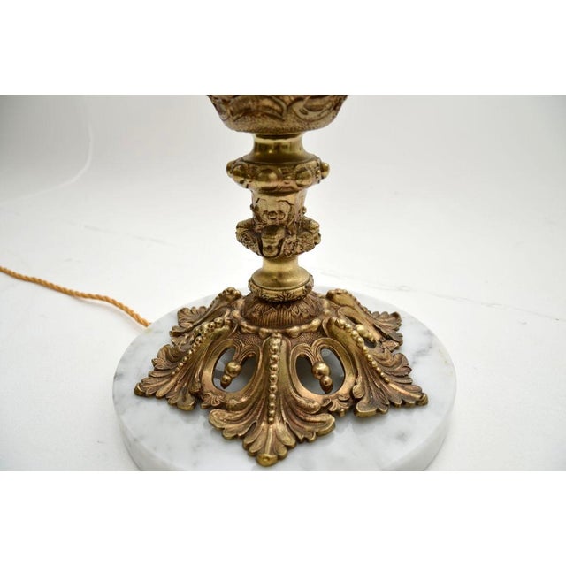 Vintage French Gilt Metal and Marble Table Lamps, 1930s, Set of 2 For Sale - Image 10 of 11