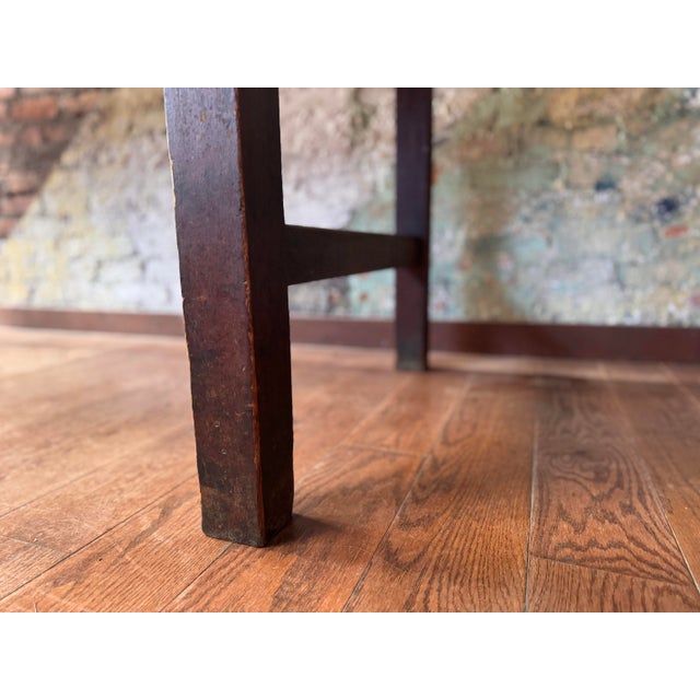 Brown Early 20th-Century English Industrial Work Table, Counter Height For Sale - Image 8 of 12