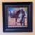 This artwork captures a dynamic moment between a horse and its rider, set against a vibrant backdrop that suggests the...