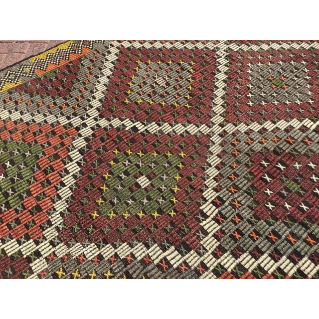 Vintage Embroidered Kilim Rug - 81" X 134" For Sale In Raleigh - Image 6 of 11