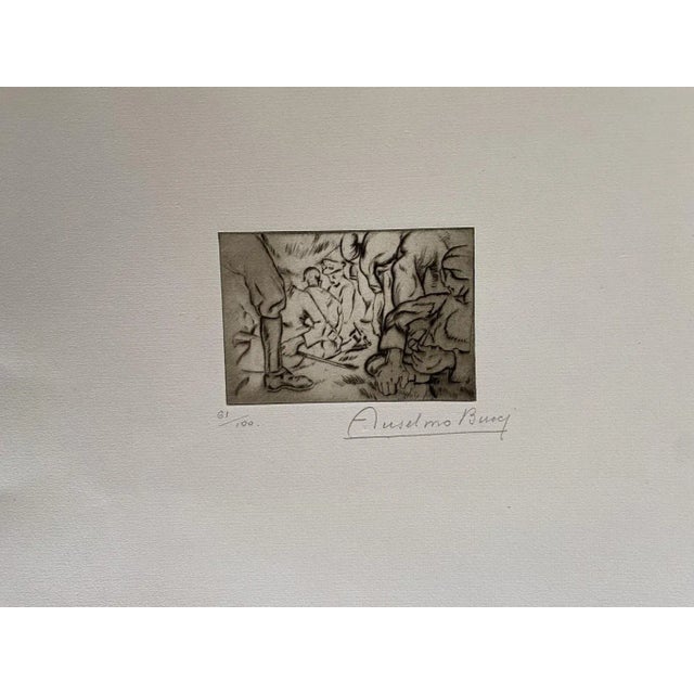 Military'' 1917s is a beautiful print in etching technique, realized by Anselmo Bucci (1887-1955). Hand signed. Numbered...