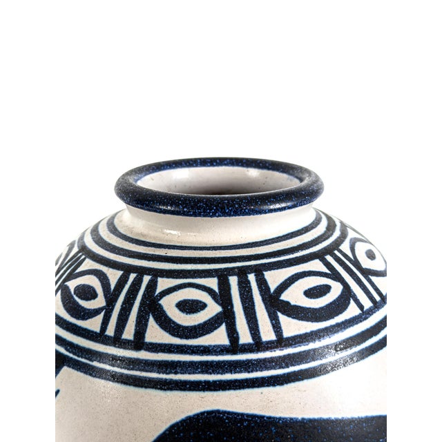 Large Ceramic Vase with Stylized Animal Motifs by Mette Doller for Höganäs, Sweden, 1960s For Sale - Image 6 of 8