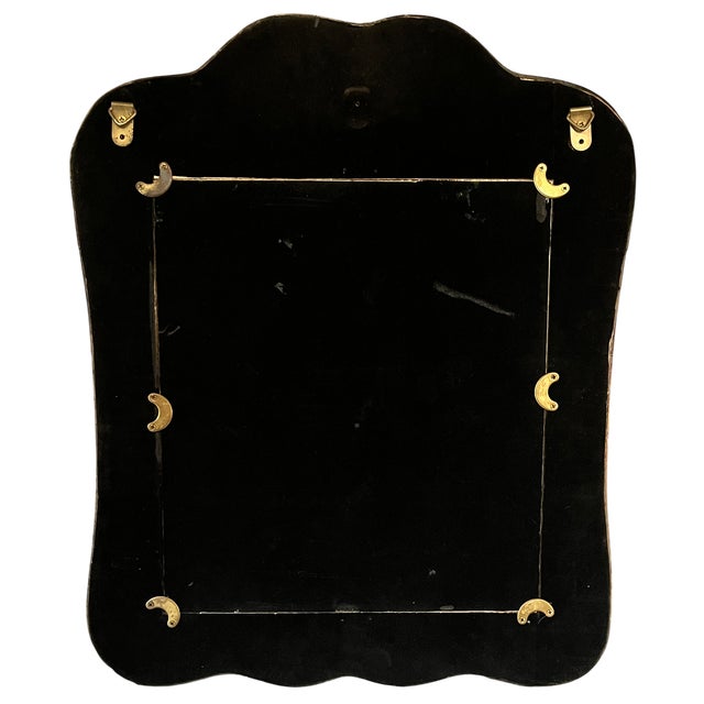 1970s Vintage Split Bamboo Wall Mirror With Scalloped Organic Frame, Black Velvet Back For Sale - Image 5 of 7