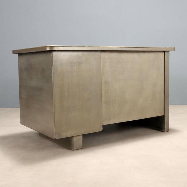 Gray Vintage Desk in Metal with Green Top, 1960s For Sale - Image 8 of 9