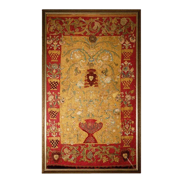 17th Century Italian Silk Textile Wall Hanging in Baroque Style For Sale