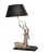 Graceful Resting Hand-carved Silvered Bronze Deer Lamp mounted on a black lacquered wooden Base. Detailed on back and Head...