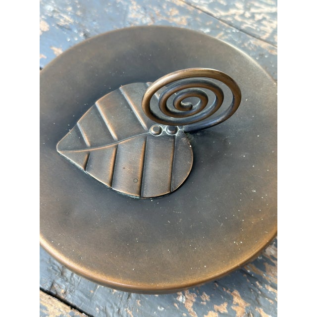 Vintage Modernist Sculptural Hand Wrought Copper Vessel With Spiral + Leaf Detail by Frank Rebajes, Circa 1940s-50s For Sale In New York - Image 6 of 12