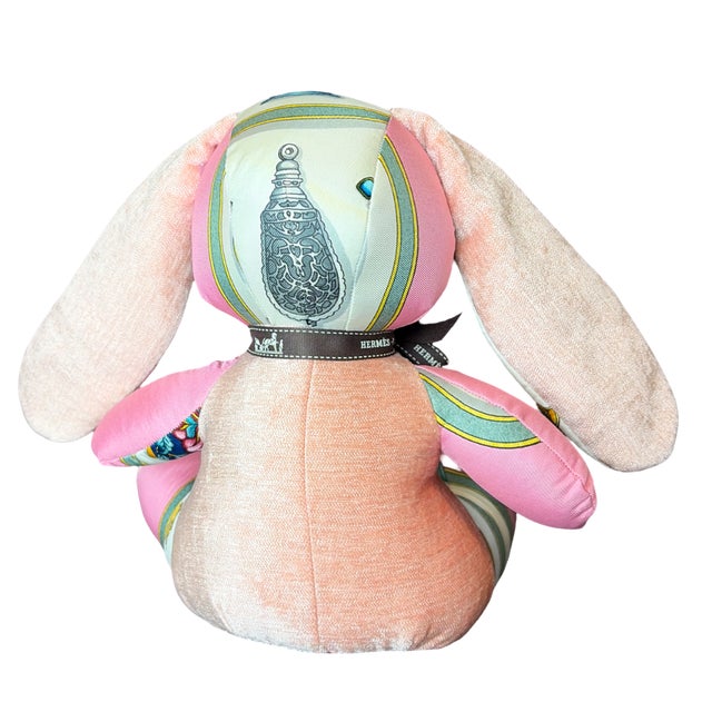 French Hermes Qu'Importe Le Flacon Vintage Silk Scarf Clever Bunny For Sale - Image 3 of 3
