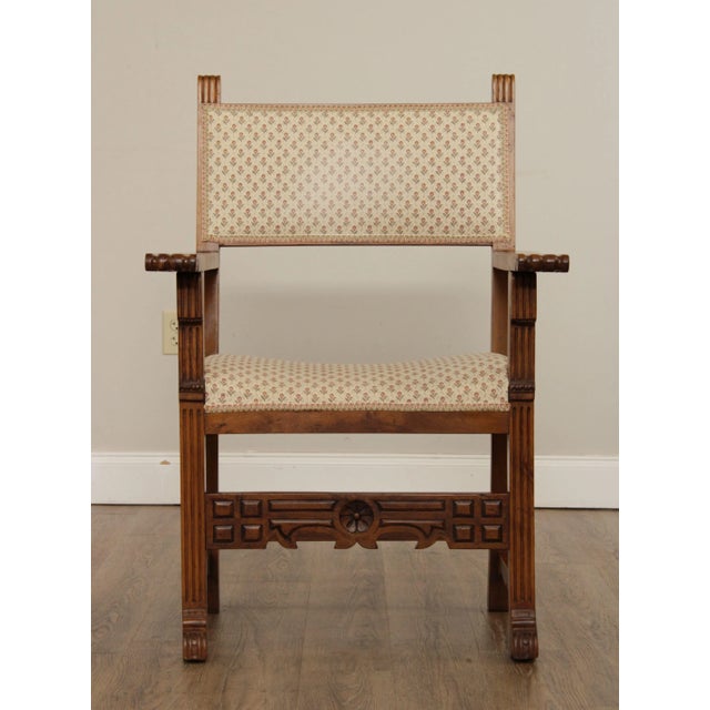 19th Century Antique Spanish Renaissance Style Walnut Armchairs - A Pair For Sale - Image 5 of 13