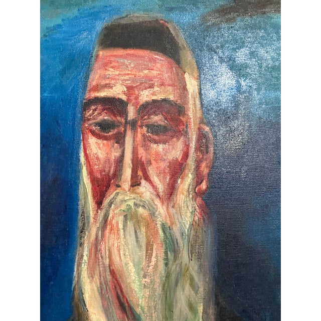 Nahum Tschacbasov, Rare 1946 WWII Judaica Abstract Oil Painting Nahum Tschacbasov WPA Artist Rabbi, 1946 For Sale - Image 11 of 12
