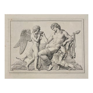Antique Cupid Drinking From Bacchus's Cup Engraving After Samuel Amsler For Sale