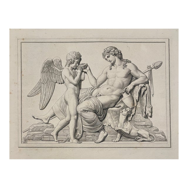 Antique Cupid Drinking From Bacchus's Cup Engraving After Samuel Amsler For Sale