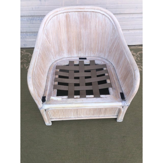 Wood 1970s Vintage Split Reed Henry Link Cushioned Chair For Sale - Image 7 of 9