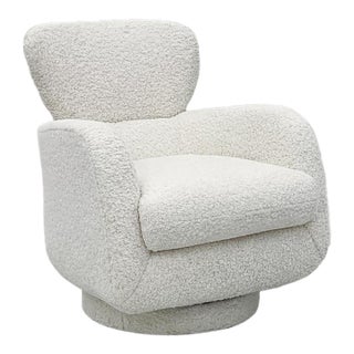 Vladimir Kagan "Papa Bear" Swivel Rocking Chair, in Boucle, Directional, 1980's For Sale