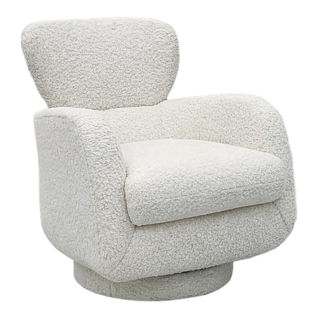 Vladimir Kagan "Papa Bear" Swivel Rocking Chair, in Boucle, Directional, 1980's For Sale